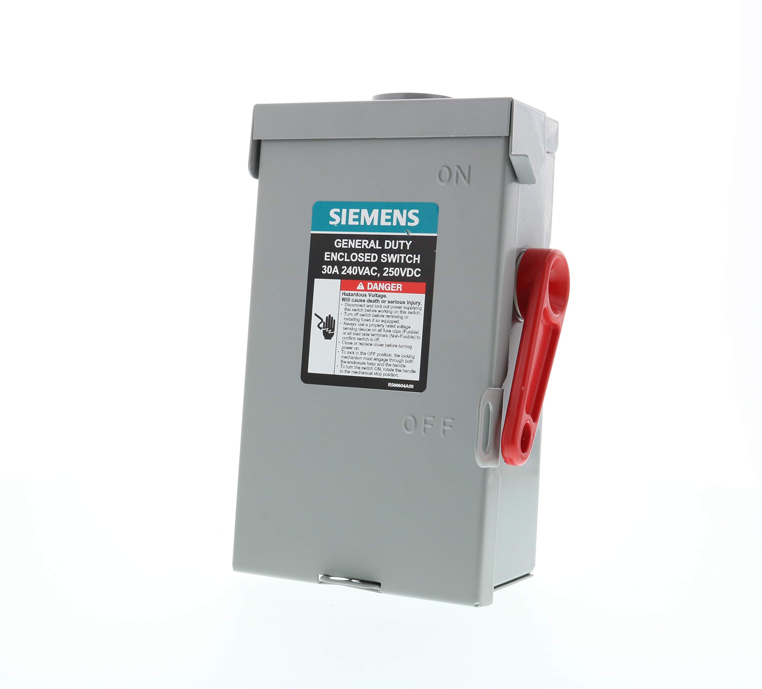 SIEMENS 2P 30A 240V General Duty Safety Switch Outdoor, Fusible